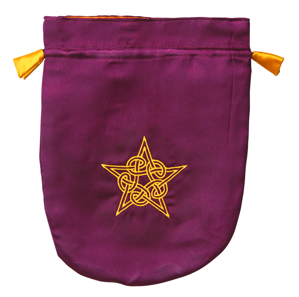 Bolsa de tarot celta con pentagrama de satén morado de Eastgate Resource