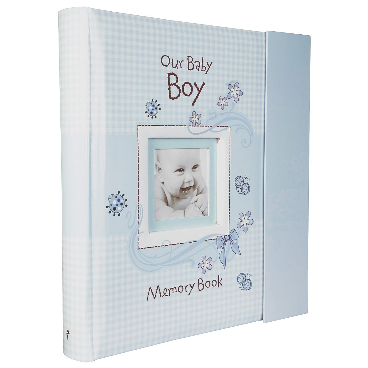 Christian Art Gifts Boy Baby Book of Memories Blue Keepsake Photo Album | Our Baby Boy Memory Book Baby Book with Bible Verses, The First Year