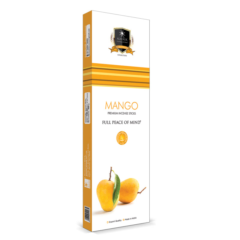 Alaukik Premium Incense Sticks Solitaire Collection Mango - 50 grams (12-Pack)