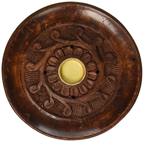 Accessories Round Burners Wooden Carved "Vines" Incense Burner Cones or Stick...