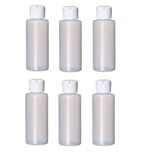 2oz Plastic Empty Bottles/Containers w/Flip Cap - Set of 6