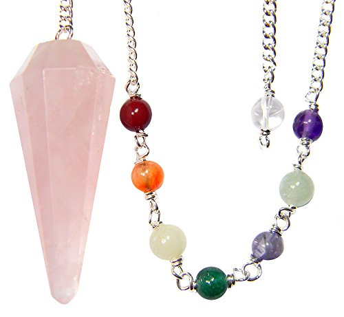 Starlinks Rose Quartz 12 Faceted Chakra Pendulum with Satin Bag and Instruction Leaflet