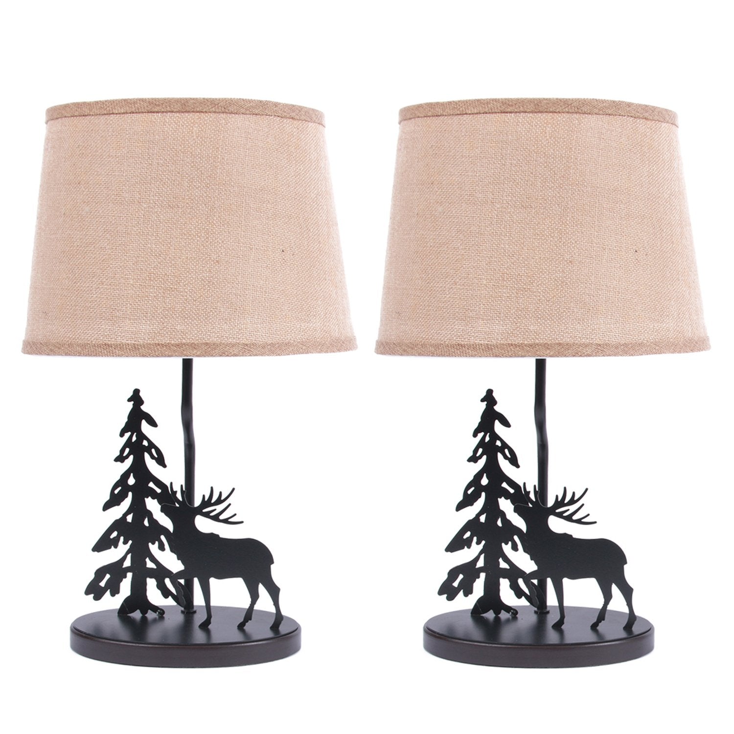 DEI Metal Burlap Shade Moose Set of 2 Dcor Lamp, Medium, Black