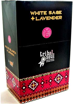 Tribal Soul Spiritual Incense Sticks Gift Box with Ceramic Holder for 12 Packs (White Sage Lavender)