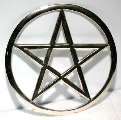 Large Pentagram Altar Tile Silver Toned Metal 6" inch