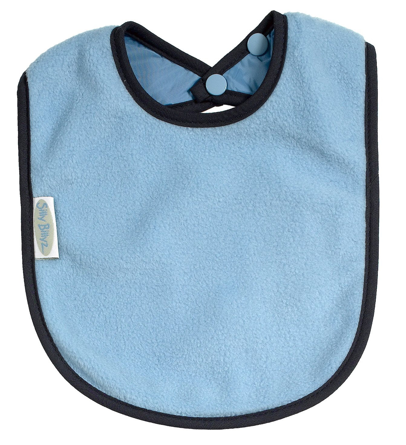 Silly Billyz Plain Large Baby Fleece Feeding Bib Pale Blue & Navy