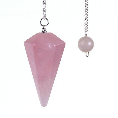 Natural Rose Quartz Crystal Pendulum 12 Facet Reiki Charged