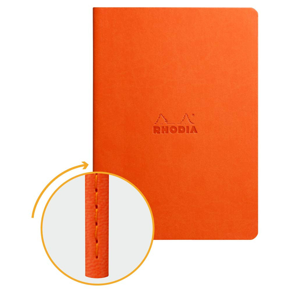 Carnet à dos cousu Rhodia, A5, à pois - Mandarine